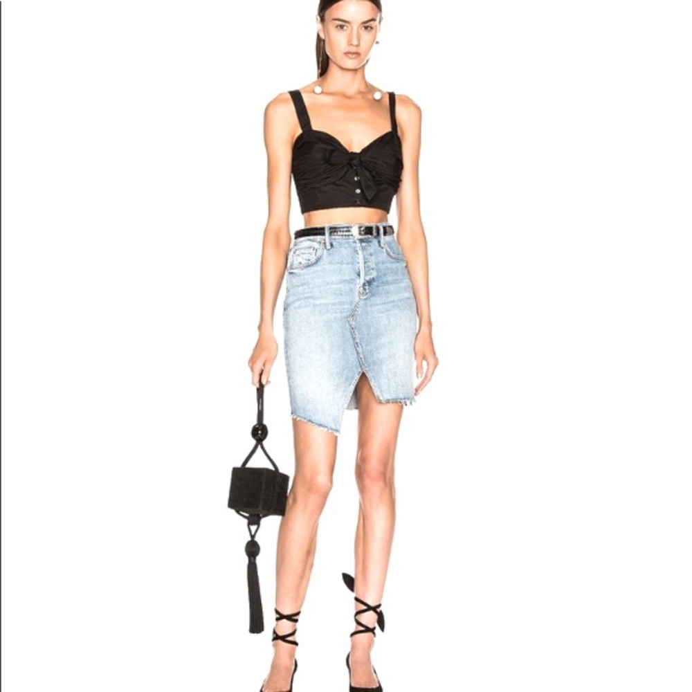 Mother Tomcat slide asymmetrical fray hem skirt-28